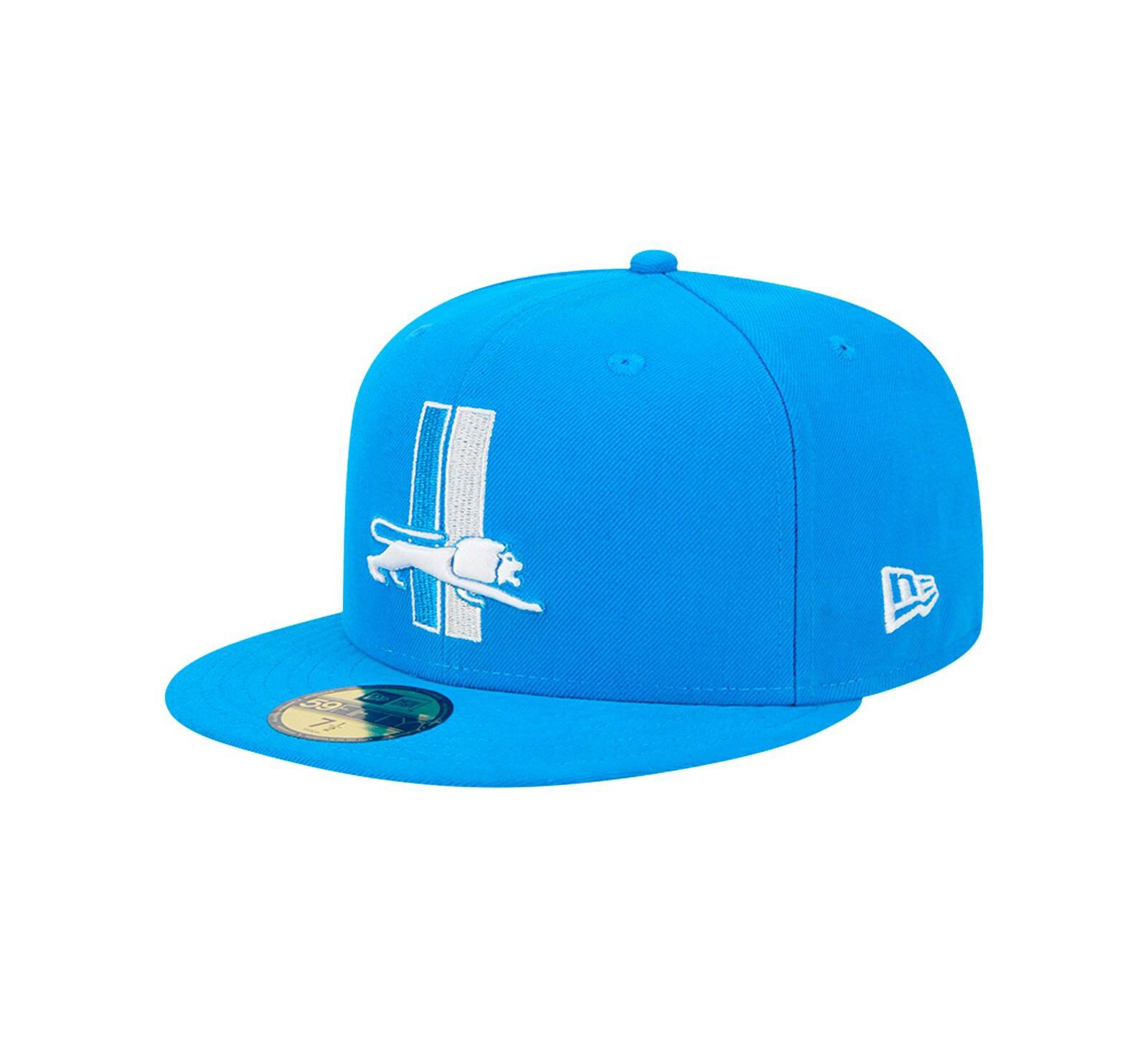New Era Men's Blue Detroit Lions Omaha Throwback 59FIFTY Fitted Hat