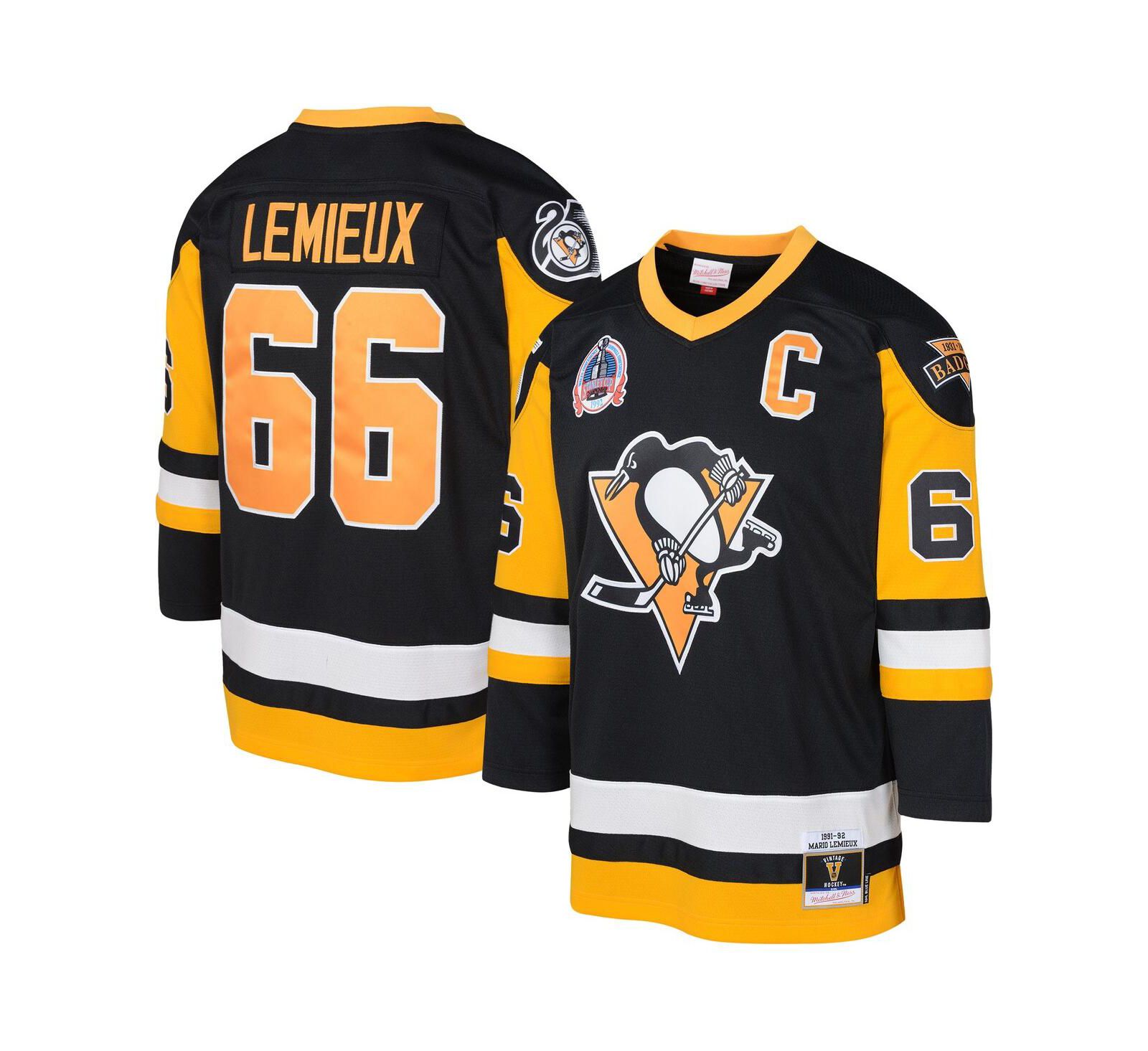 Mitchell & Ness джерси Mario Lemieux Black Pittsburgh Penguins 1991/92 Captain Patch Blue Line