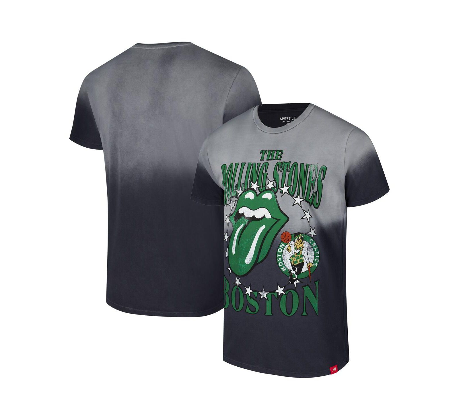 Мужская и женская футболка Sportiqe Rolling Stones x Boston Celtics Bingham Collab, серая