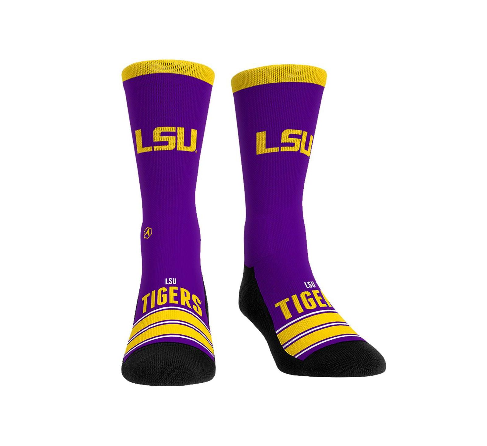Rock 'Em Men's and Women's LSU Tigers Gametime Stripe Crew Socks