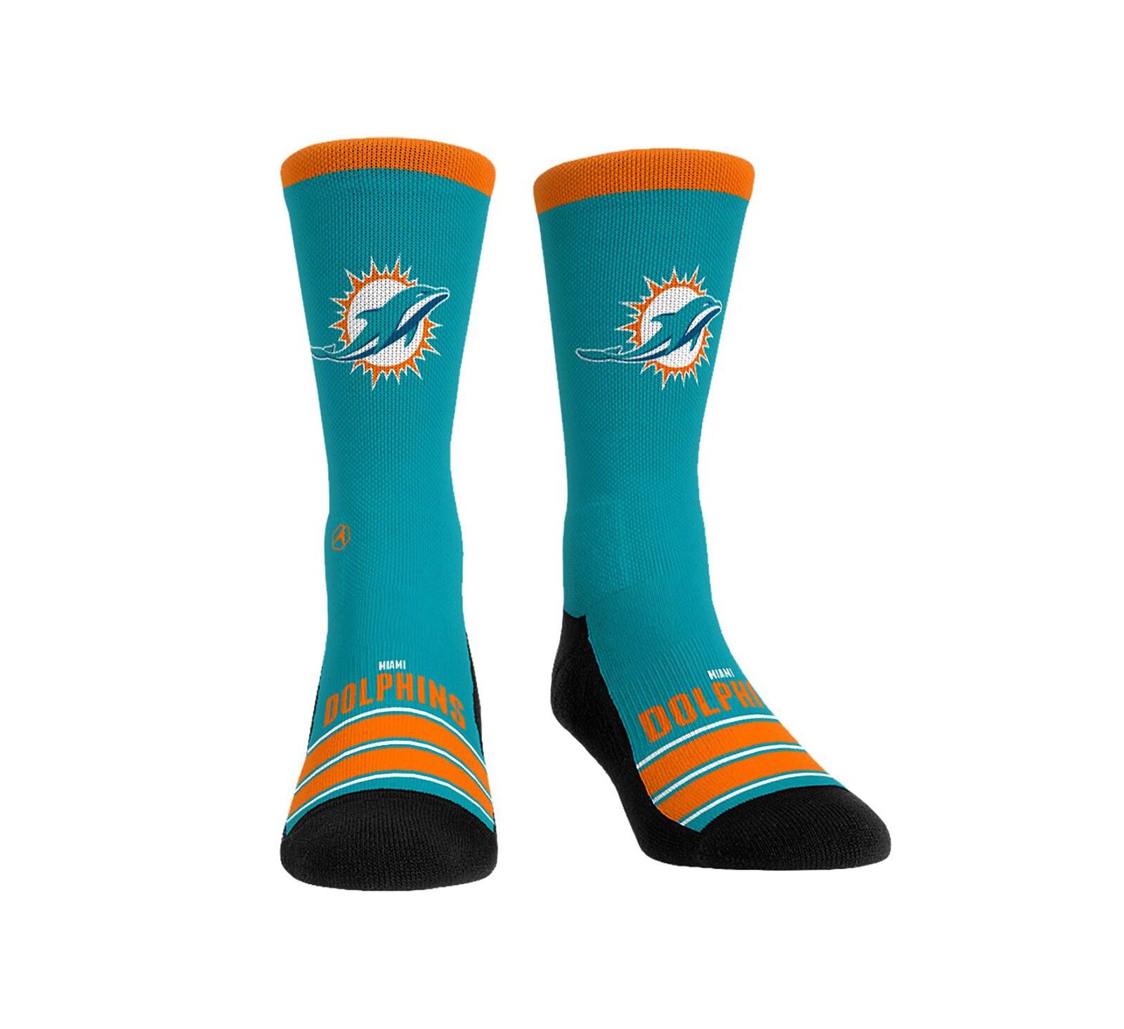 Rock 'Em Men's and Women's Miami Dolphins Gametime Stripe Crew Socks