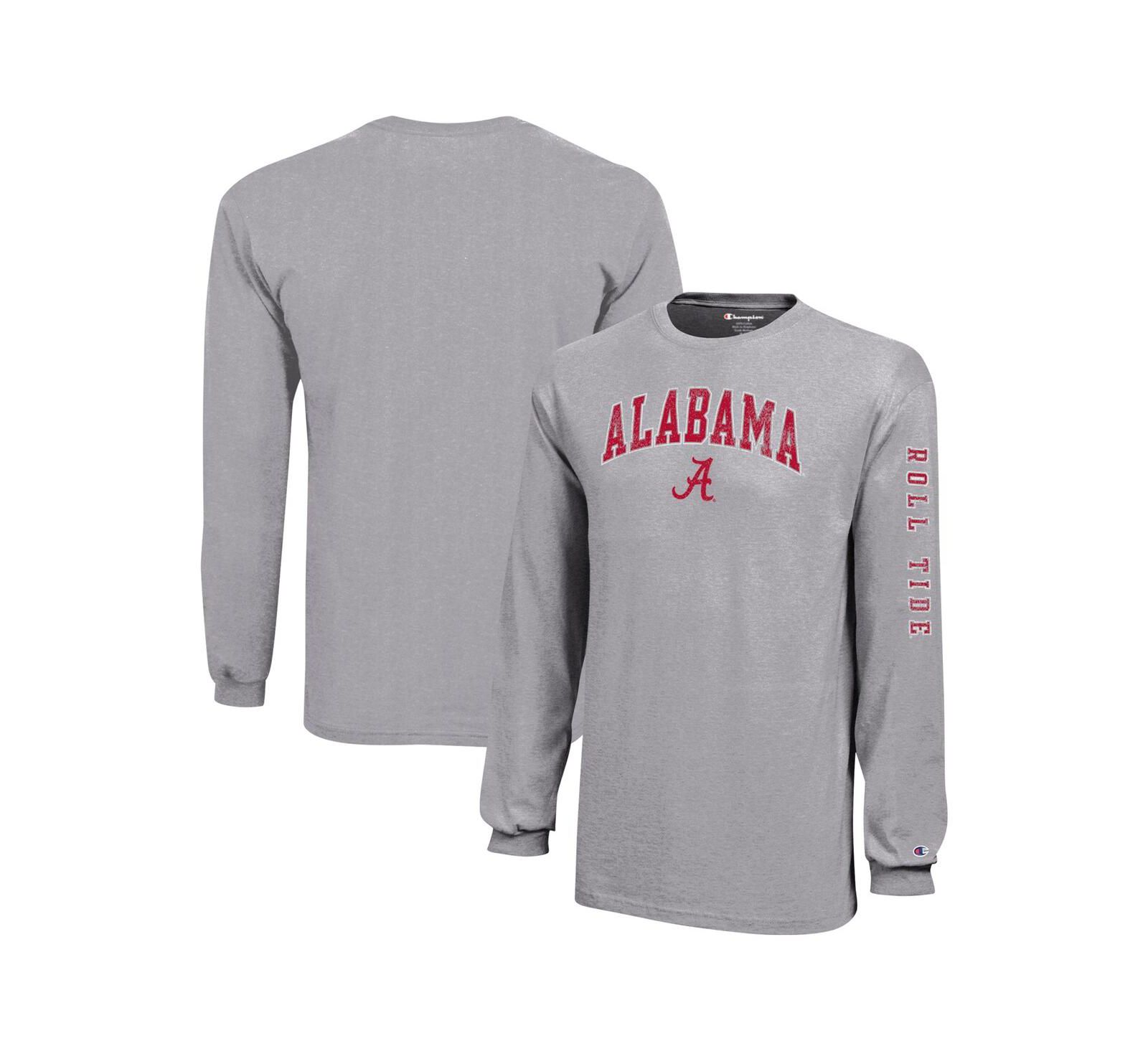 Champion футболка с длинным рукавом Alabama Crimson Tide Distressed Arch Over Logo для мальчиков и девочек Gray