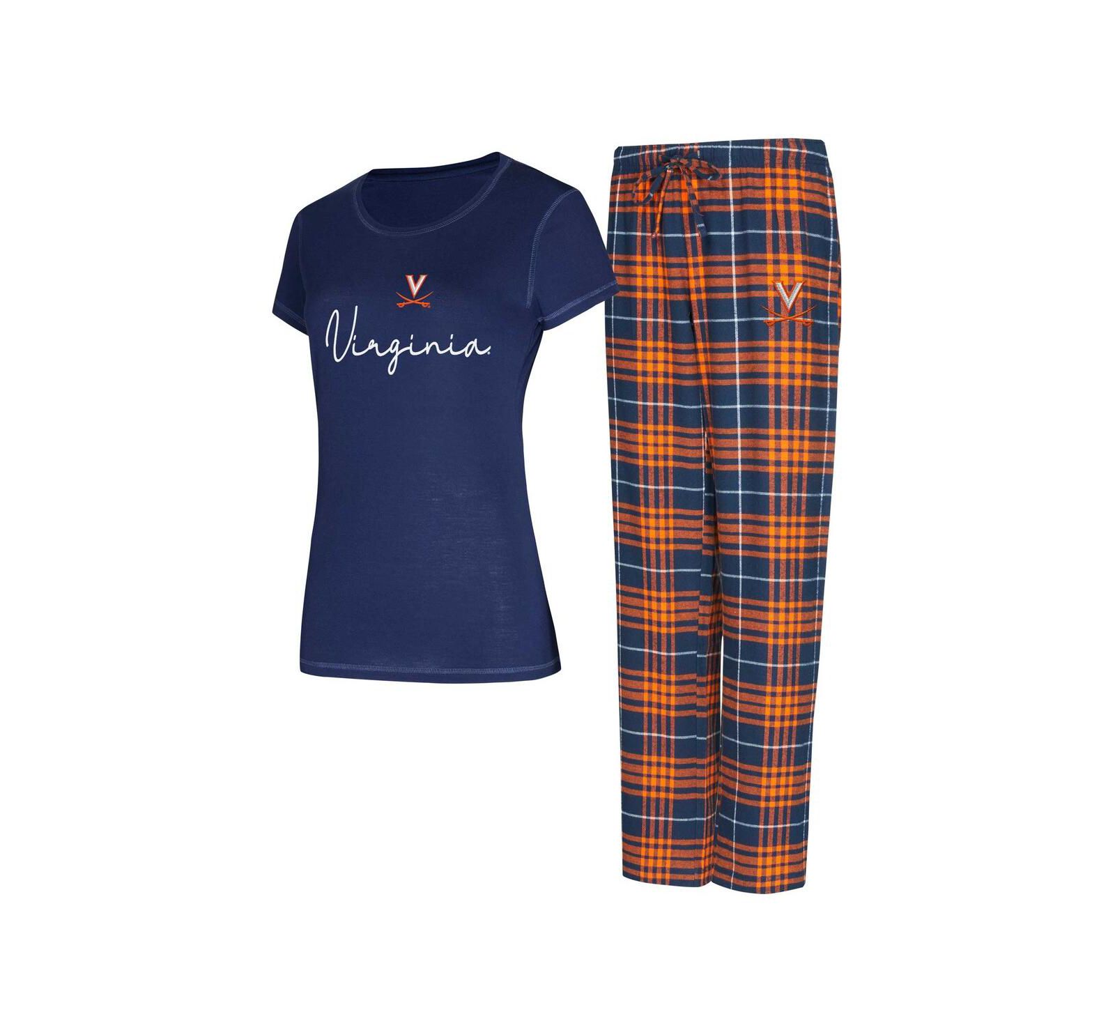 Concepts Sport Women's Navy Virginia Cavaliers Vector T-Shirt Flannel Pants Sleep Set
