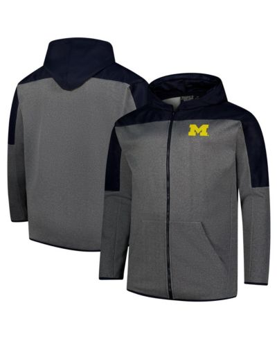 Fanatics Men's Navy, Gray Michigan Wolverines Big & Tall Pieced Full-Zip Hoodie Jacket