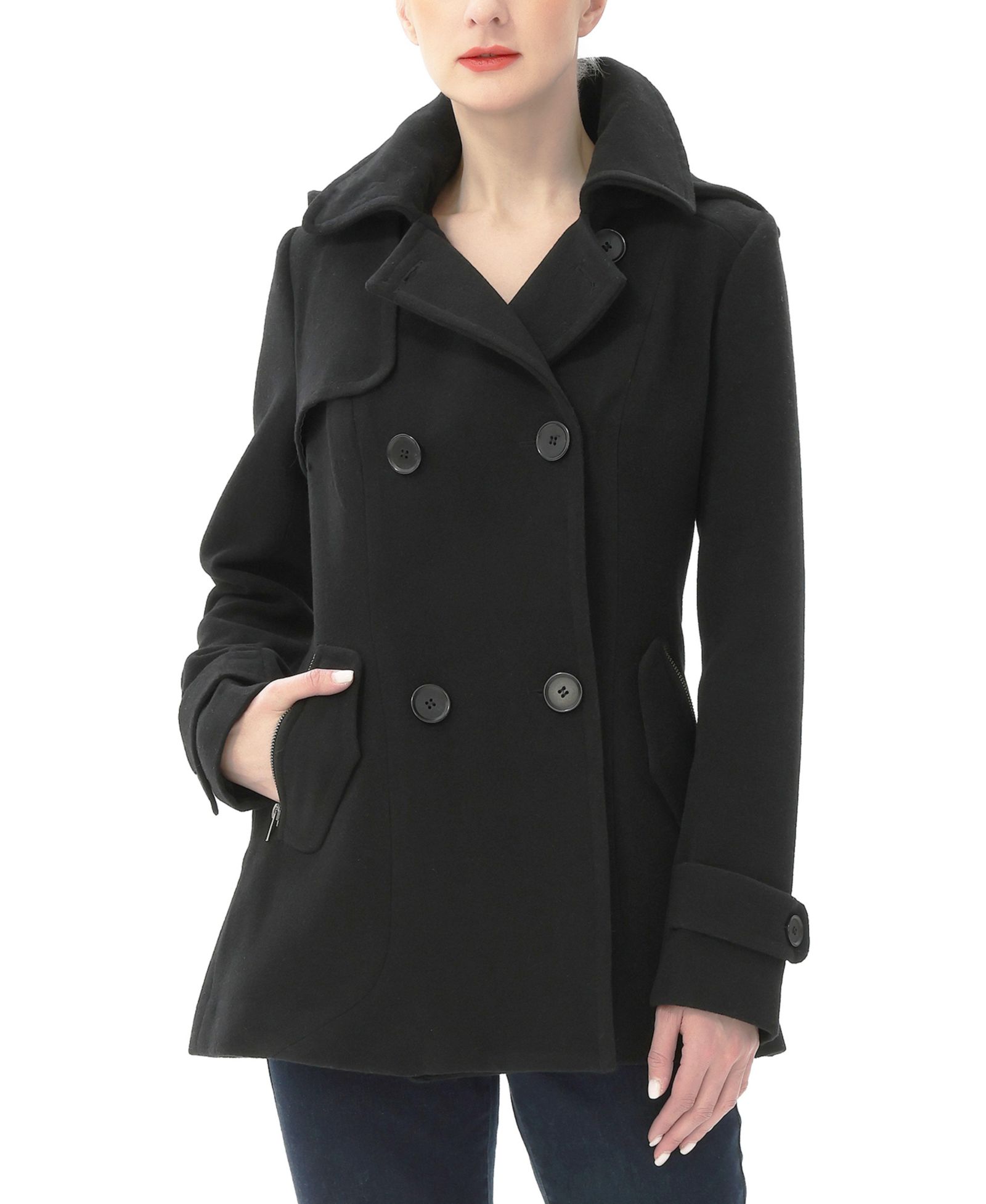kimi + kai Women's Mira Wool Blend Hooded Pea Coat