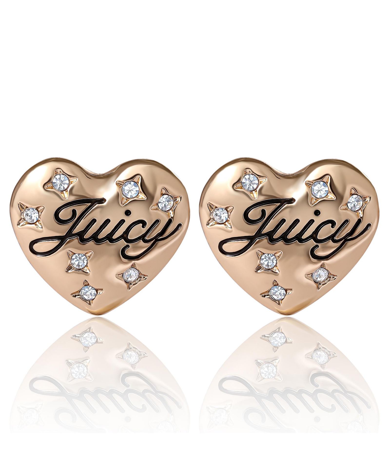Серьги Juicy Couture Crystal-Embellished Heart с логотипом