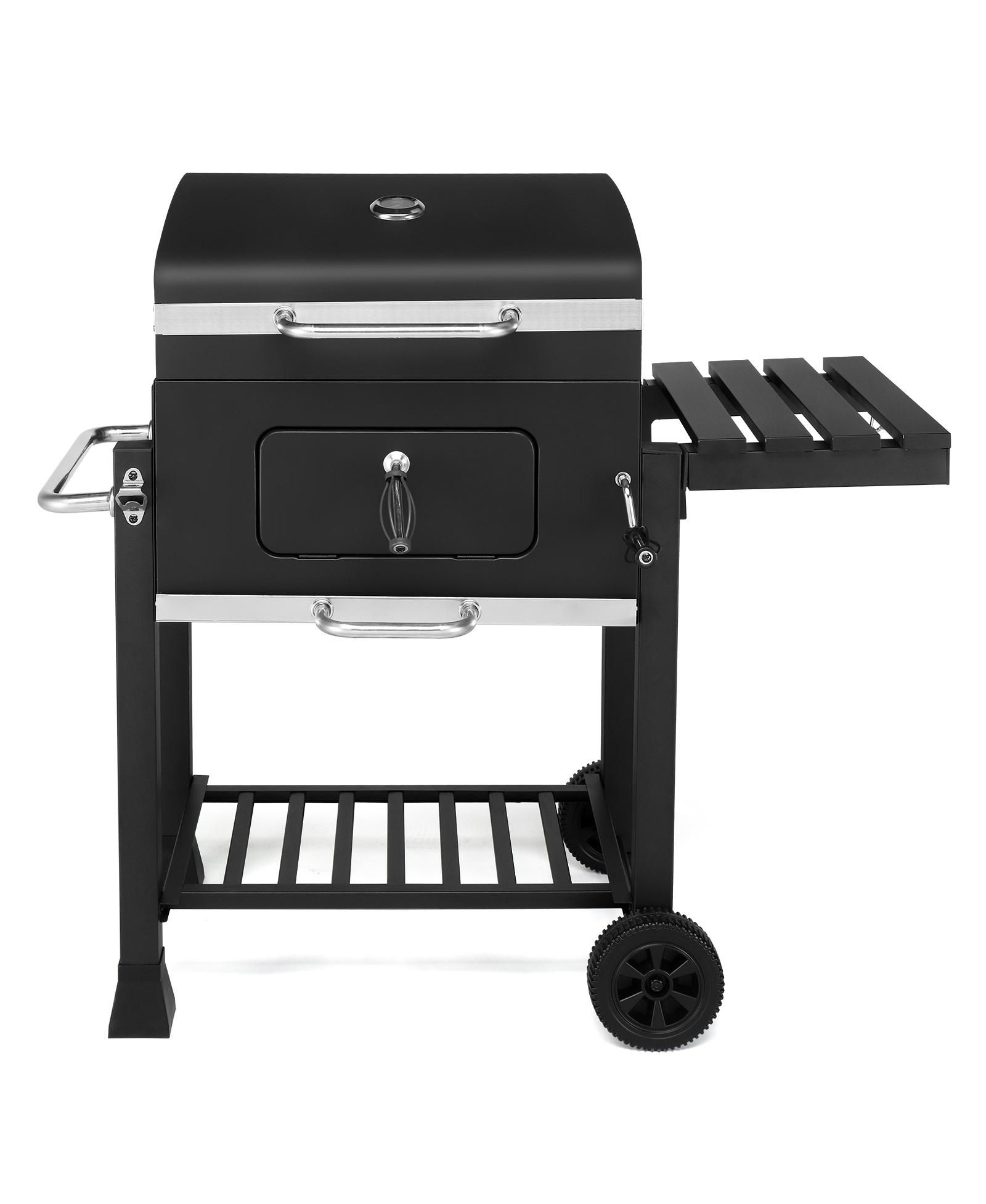Charcoal Grill with Foldable Side Table and Wheels for Portable and Convenient Outdoor Cooking