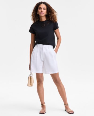 I.N.C. International Concepts Women's High-Rise Linen Bermuda Shorts, Exclusively at Macy's