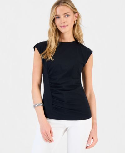 I.N.C. International Concepts Women's Side-Cinched Cap Sleeve Top, Exclusively at Macy's