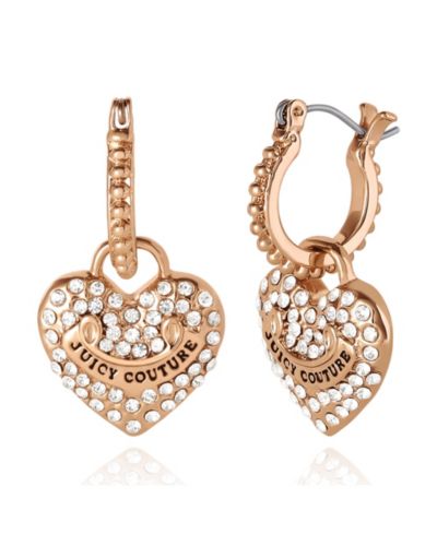 Серьги-кольца Juicy Couture Heart Charm с кристаллами