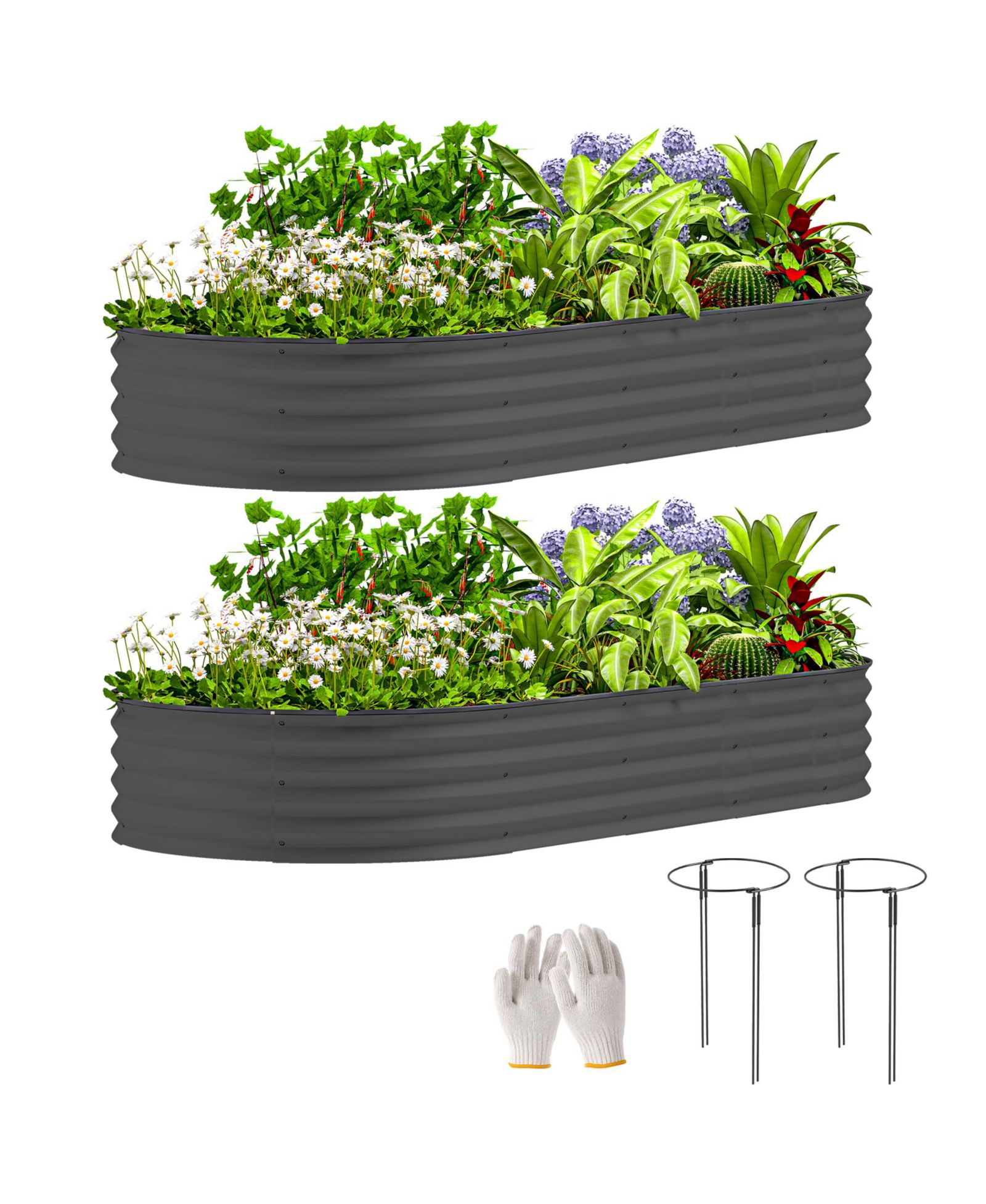 Outsunny 2PCS Raised Garden Bed, Raised Beds for Gardening,