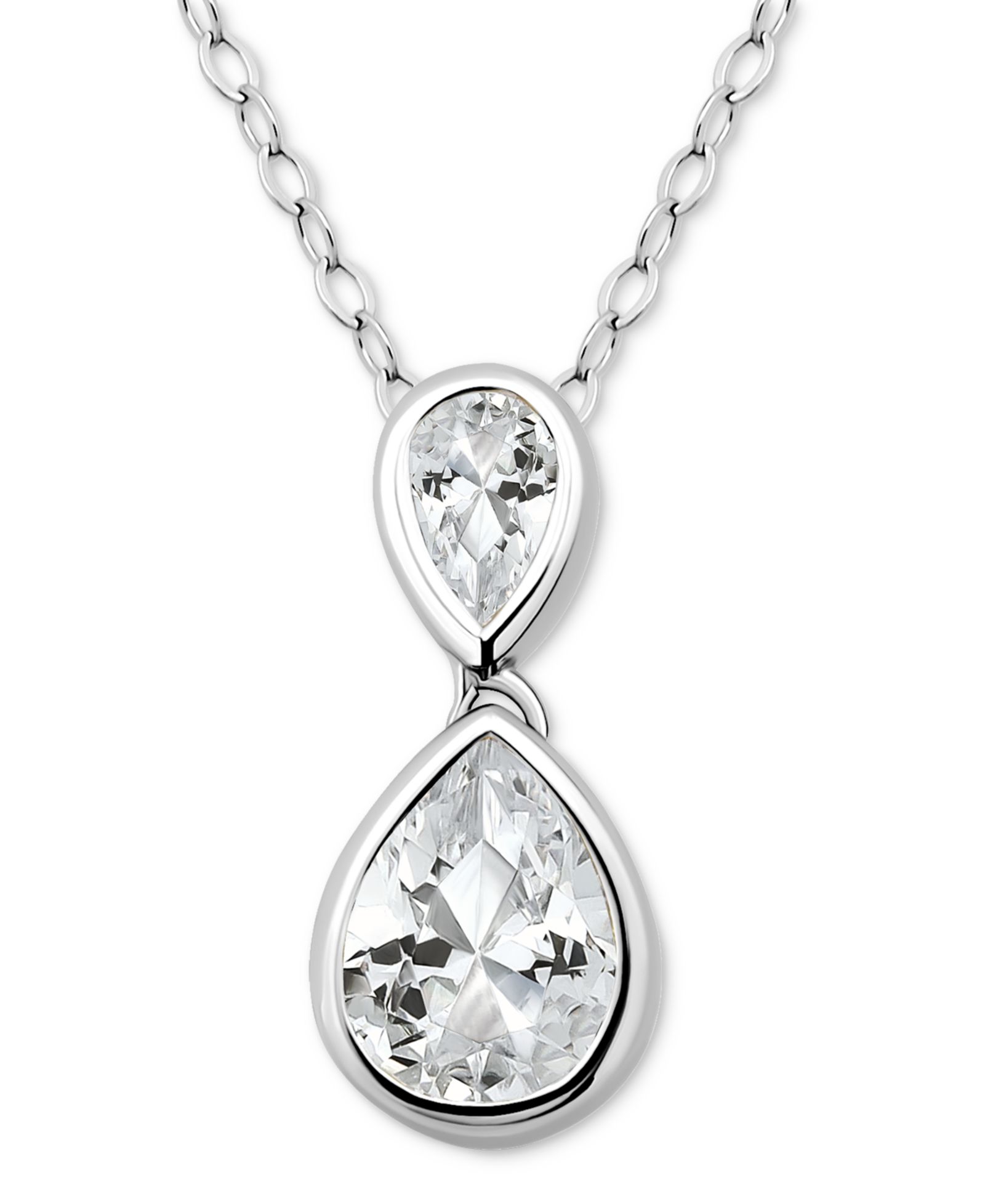 Подвеска-ожерелье Giani Bernini Cubic Zirconia Pear в стерлинговом серебре, 16" + 2" удлинитель