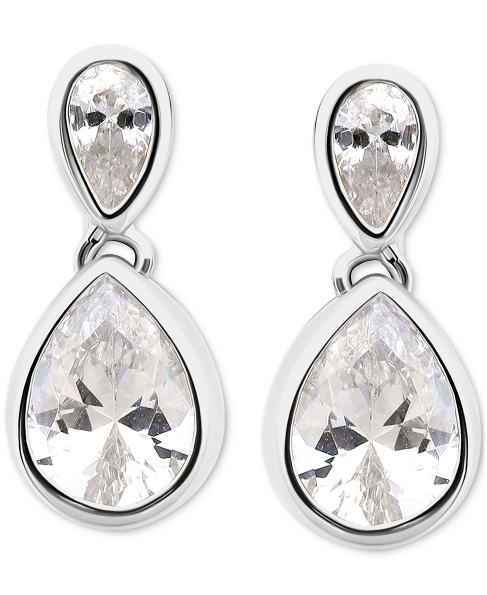 Giani Bernini Cubic Zirconia Mixed Cut Bezel Frame Drop Earrings, Exclusively at Macy's