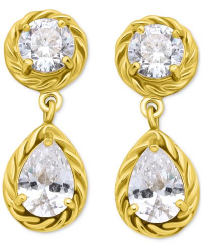 Giani Bernini Cubic Zirconia Mixed Cut Rope Frame Drop Earrings, Exclusively at Macy's
