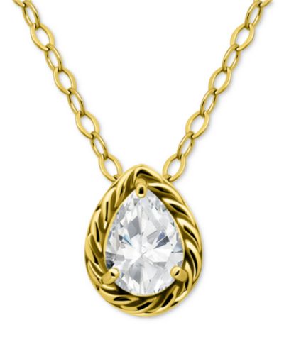 Кулон Giani Bernini с фианитом на цепочке, 18k Gold over Sterling Silver, 16" + 2" extender