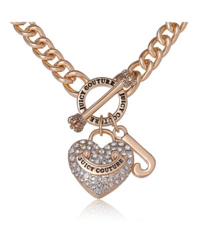 Juicy Couture -Tone Heart and Logo Toggle Charm Necklace