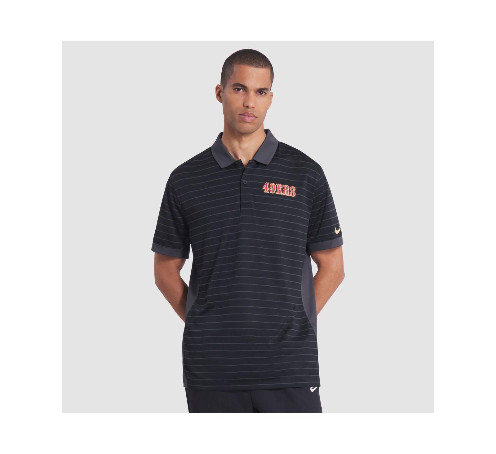 Nike Men's Black San Francisco 49ers 2025 Rivalries Collection Sideline Victory Striped Dri-FIT Polo Shirt