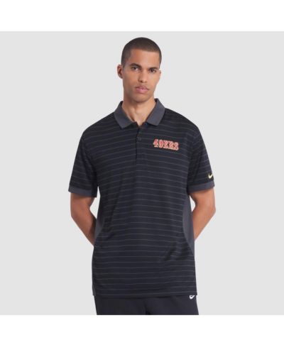 Мужская рубашка-поло Nike San Francisco 49ers 2025 Rivalries Collection Sideline Victory Striped Dri-FIT Black