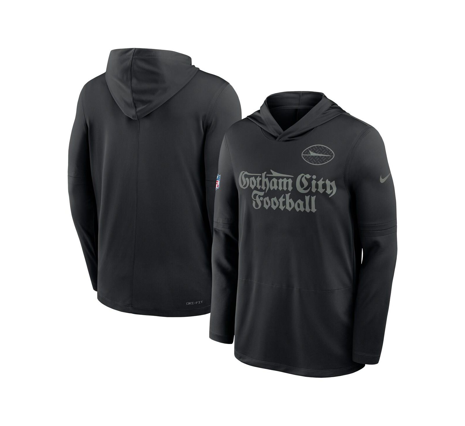 Nike Men's Black New York Jets 2025 Rivalries Collection Sideline Dri-FIT Long Sleeve Hoodie T-Shirt