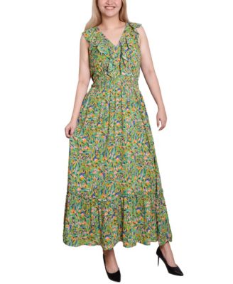 NY Collection женское платье из вискозы Petite без рукавов с рюшами