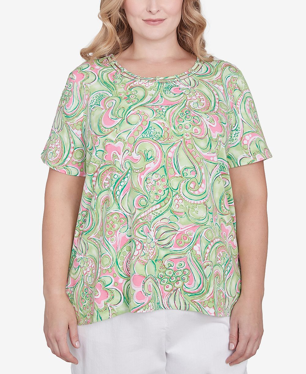 Женский топ Alfred Dunner Plus Size Abstract Scroll Crew Neck