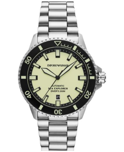 Emporio Armani Мужские автоматические часы Sea Explorer со стальным браслетом 43mm