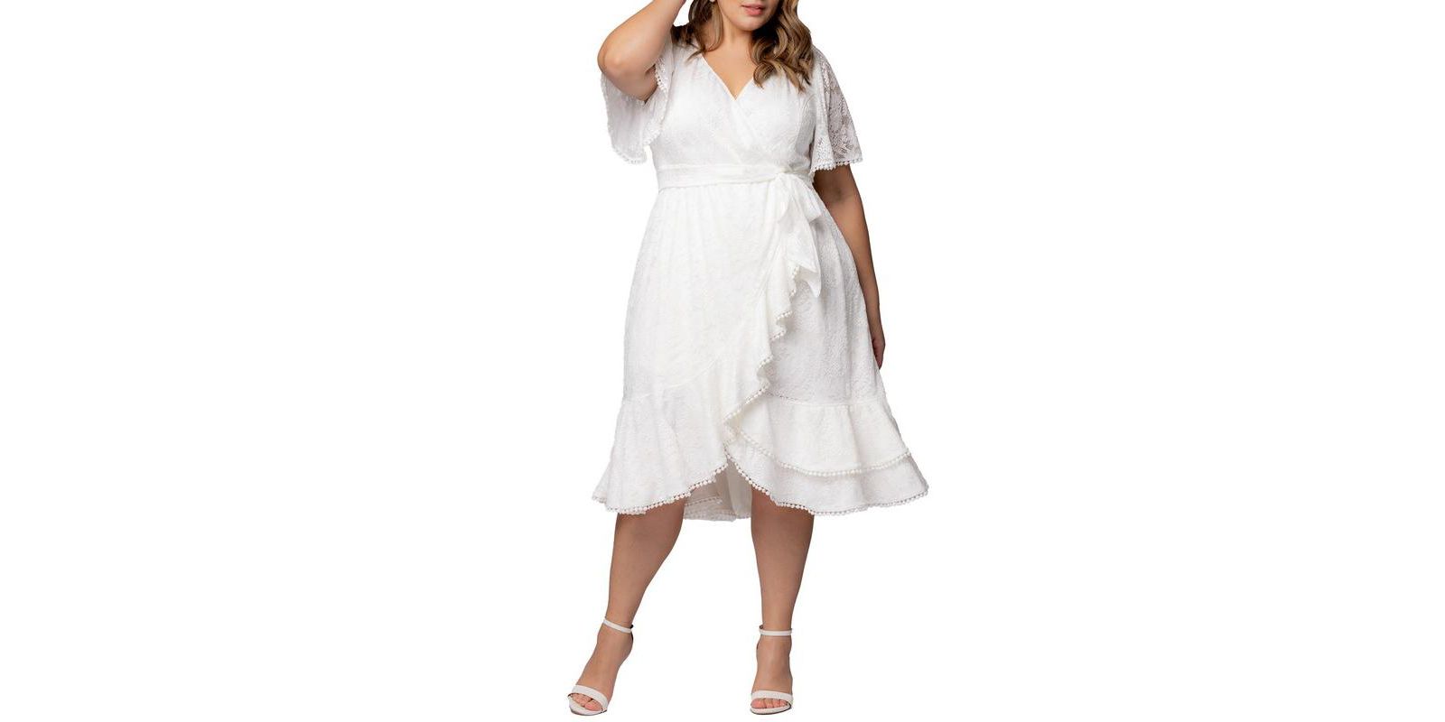 Платье коктейльное Kiyonna Plus Size Palermo Lace Faux Wrap
