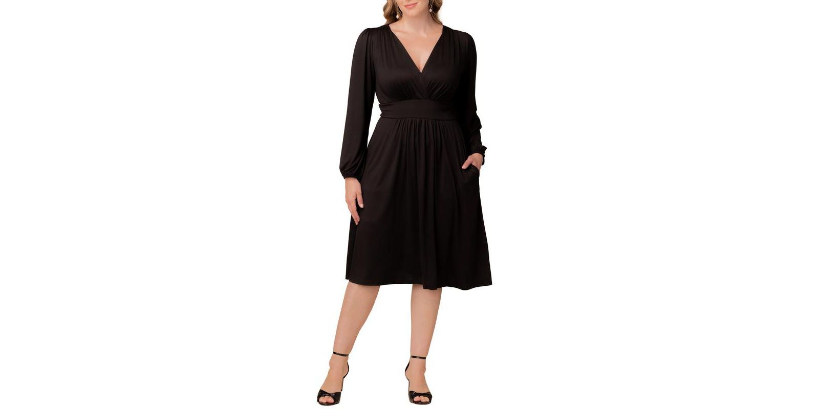 Kiyonna Plus Size Diana Long Sleeve Midi Dress