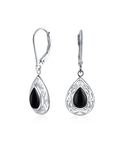 Bling Jewelry Серьги-подвески в западном стиле с лазуритом и ониксом