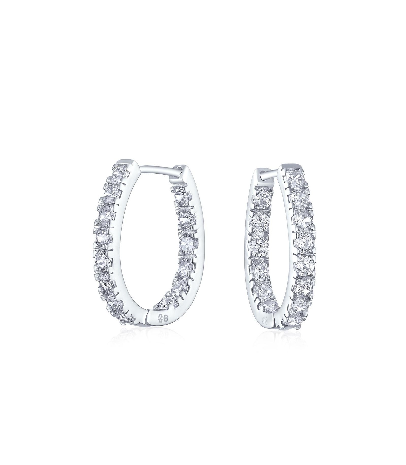 Серьги-кольца Bling Jewelry Classic Oval CZ Sterling Silver