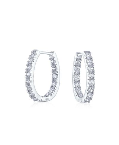 Серьги-кольца Bling Jewelry Classic Oval CZ Sterling Silver