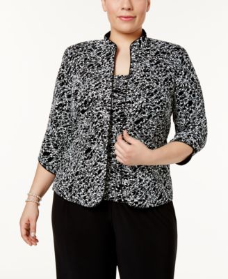 Комплект жакет и топ Alex Evenings Plus Size Printed Mandarin