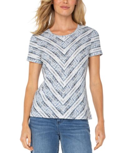Женский трикотажный топ Liverpool Los Angeles Petite Short-Sleeve Scoop-Neck