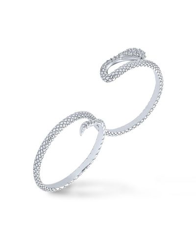 Bling Jewelry Кольцо на два пальца Snake из стерлингового серебра с кубическим цирконием