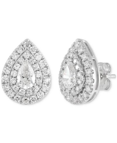 Grown With Love серьги с двойным гало из ограненных алмазов pear и round в 14k белом золоте