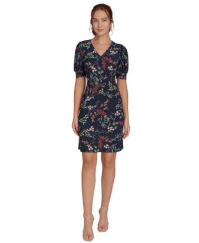 Tommy Hilfiger Women's Puffed-Sleeve Floral Shift Dress