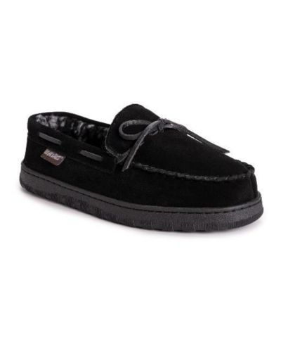 MUK LUKS Men's Paul Printed Berber Suede Moccasin Slippers Wide