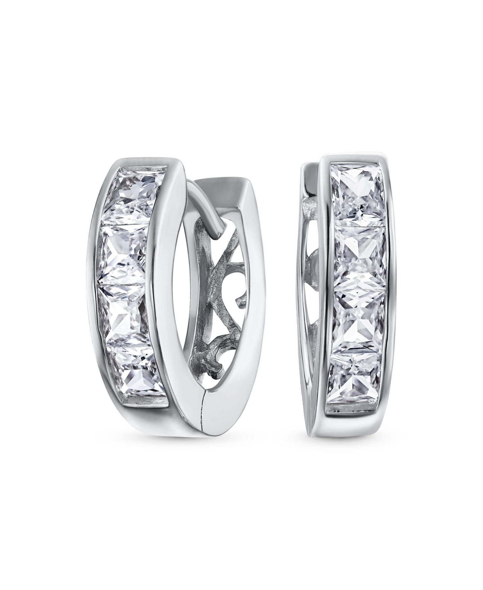 Bling Jewelry серьги-кольца с рубиновым CZ из посеребренного серебра
