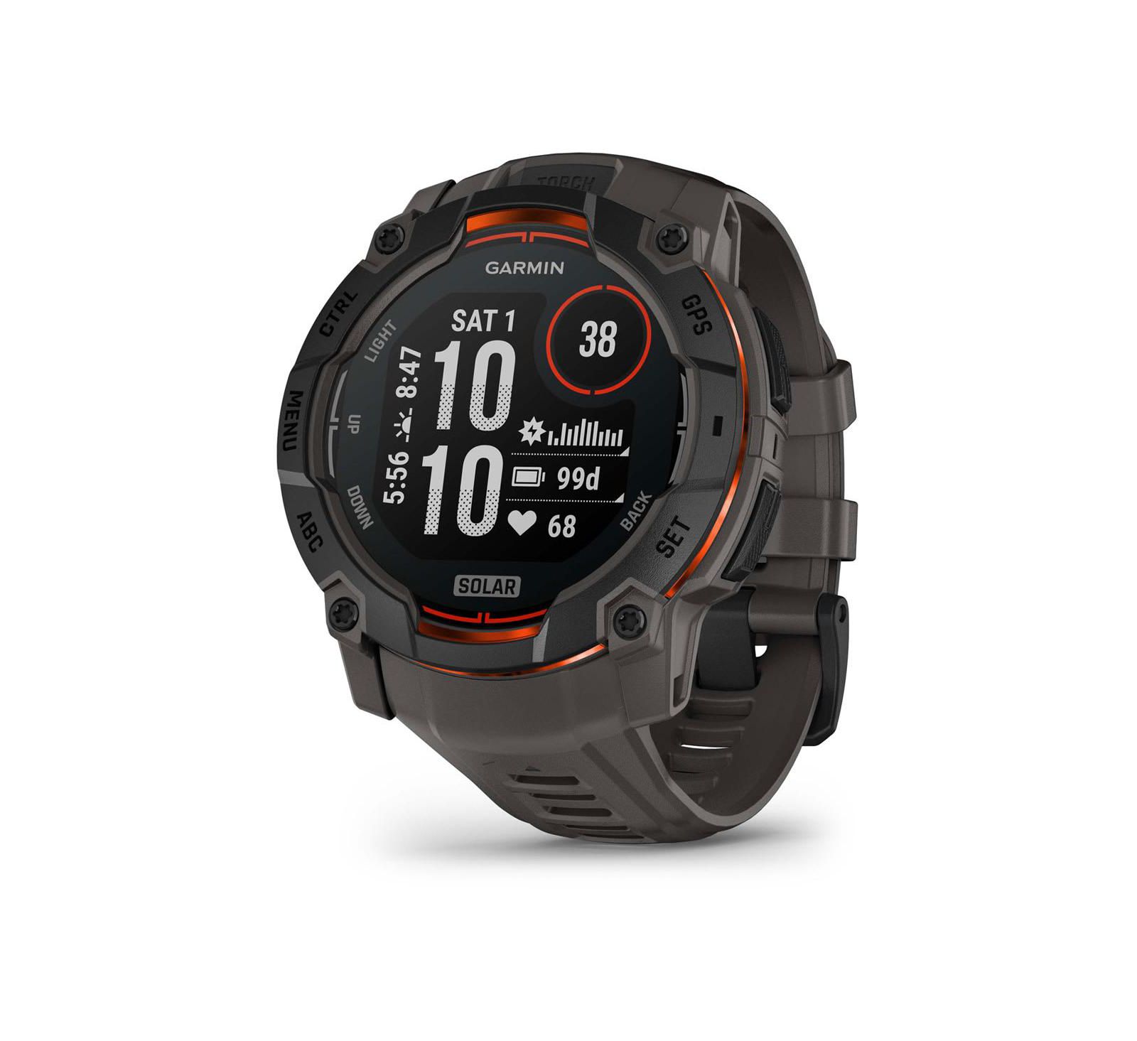 Instinct 3, 50mm Solar Rugged Outdoor GPS Smartwatch, Black/Charcoal