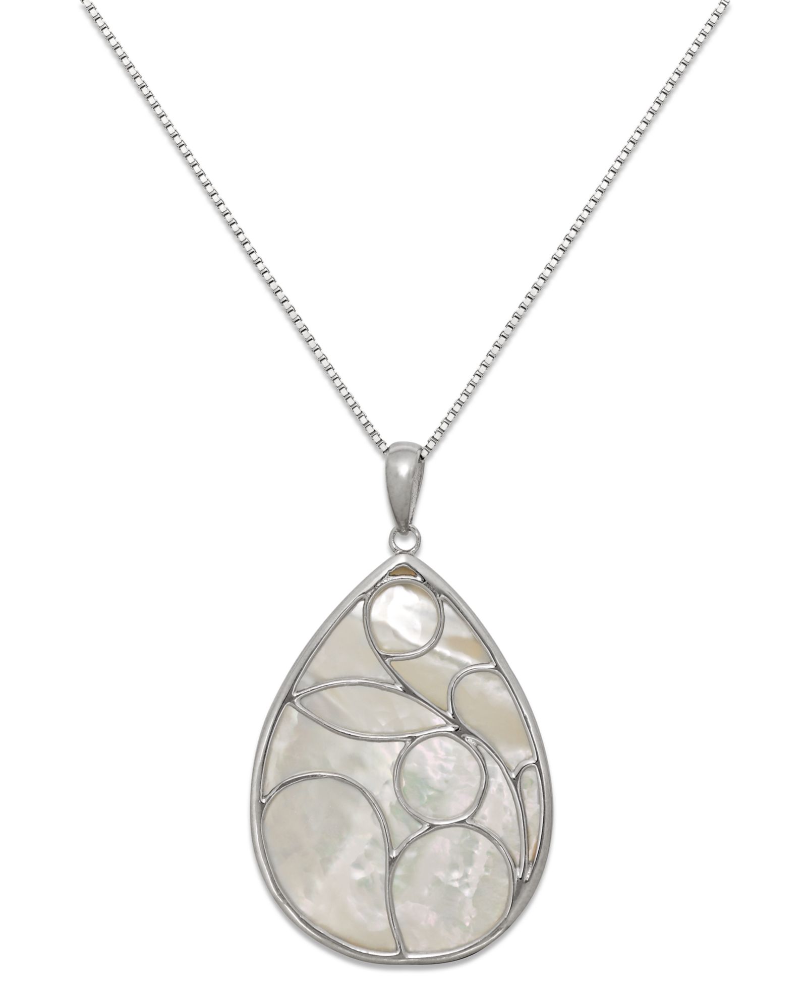 Комплект подвесок Caged Teardrop из натурального белого перламутра в серебре Sterling Silver