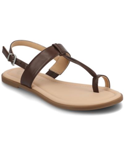 Женские сандалии Journee Collection Gerra T Strap Toe Ring Flat