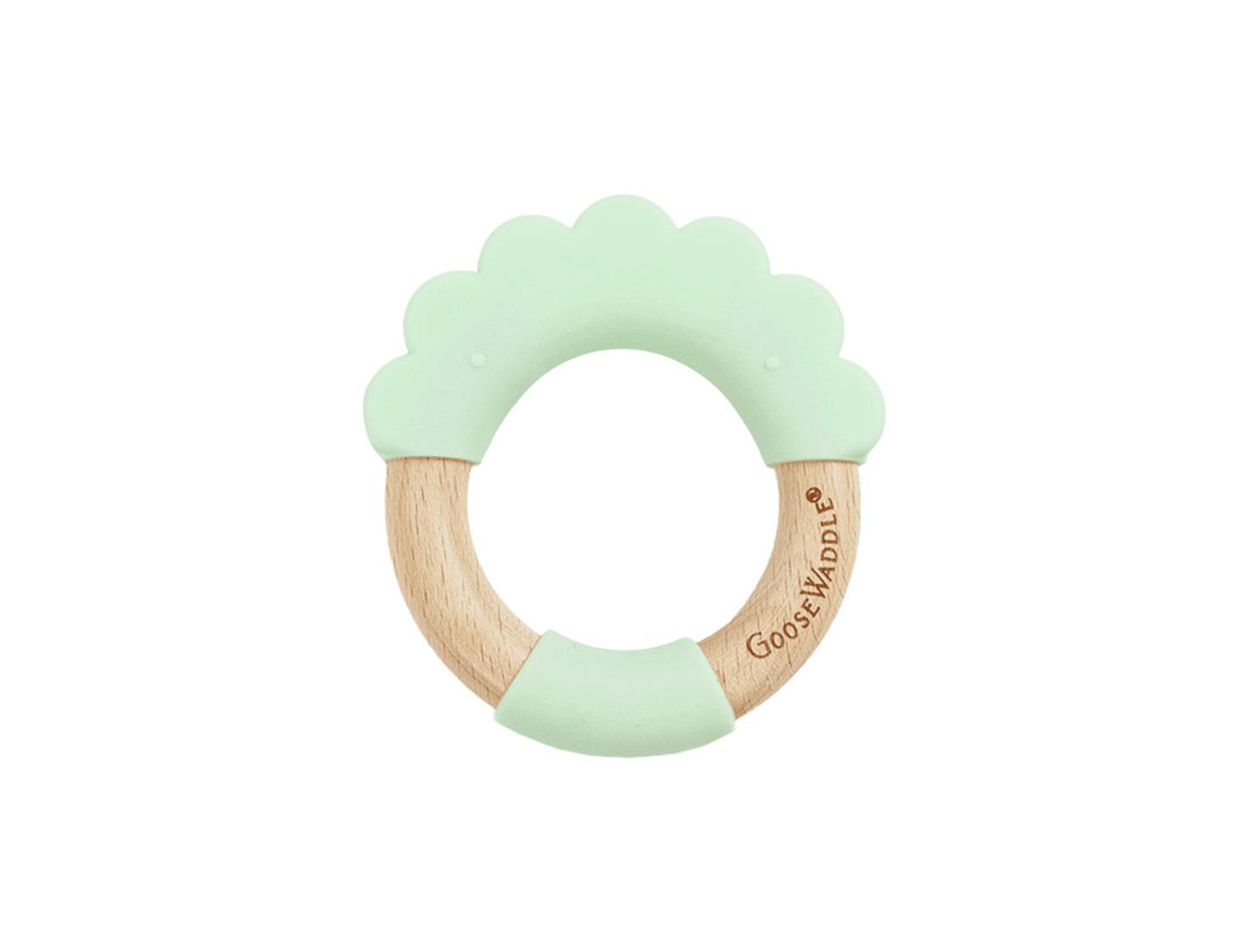 GooseWaddle Green Lion Circle Silcone + Wood Teether