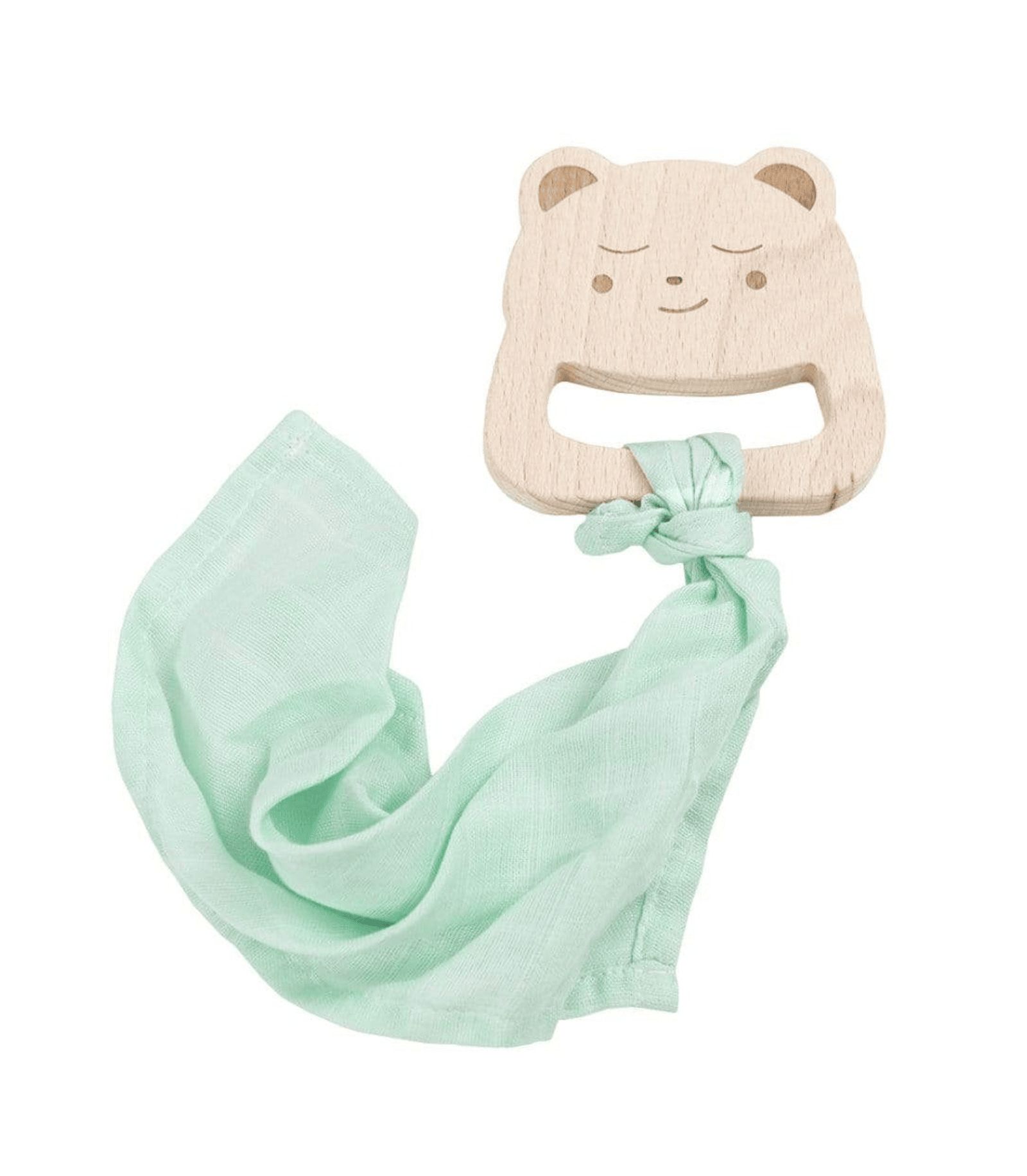 GooseWaddle Bear and Mint Wooden Teether & Blankie