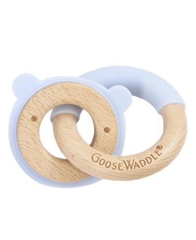 Прорезыватель GooseWaddle Blue Bear силикон + дерево, двойной