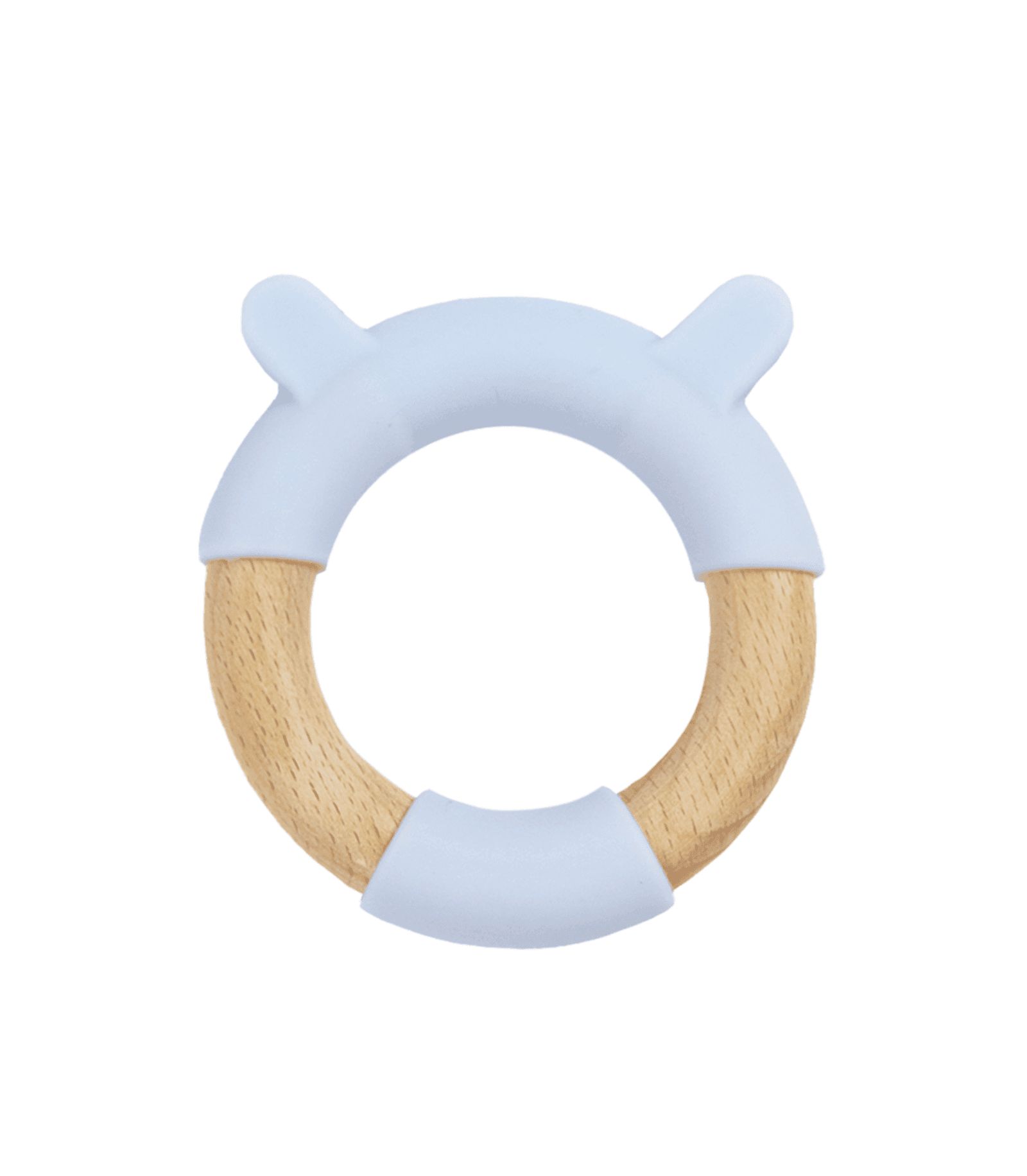 GooseWaddle Blue Bear Circle Silcone + Wood Teether