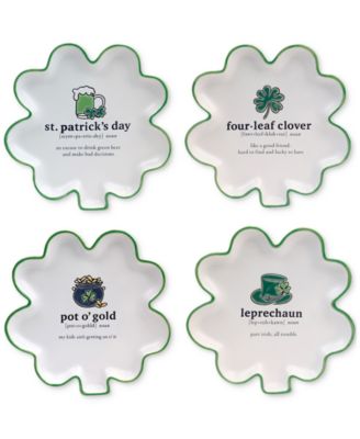 Набор из 4 тарелок для закусок Certified International St. Patrick's Day Shamrock