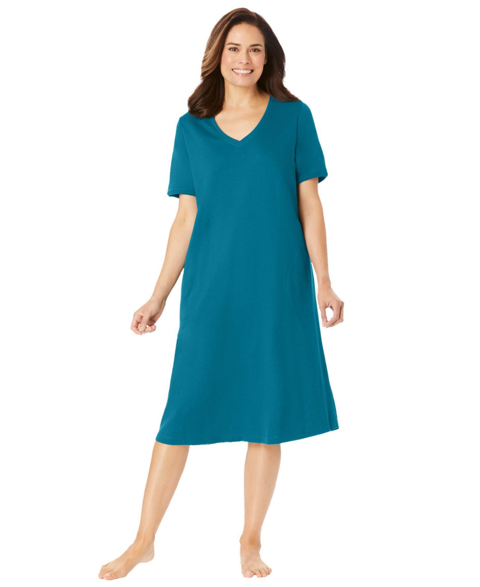 Dreams & Co. Women's Dreams and Co. V-Neck Short Sleeve Short T-Shirt Lounger