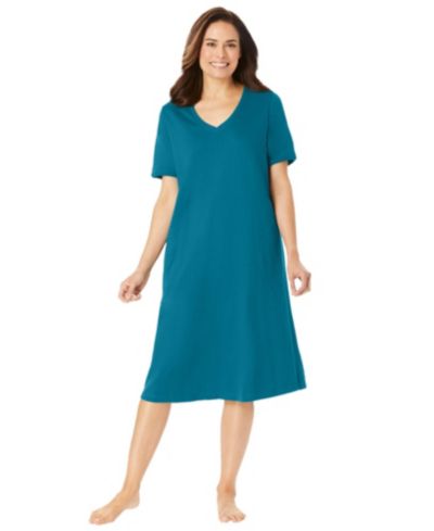 Dreams & Co. Women's Dreams and Co. V-Neck Short Sleeve Short T-Shirt Lounger