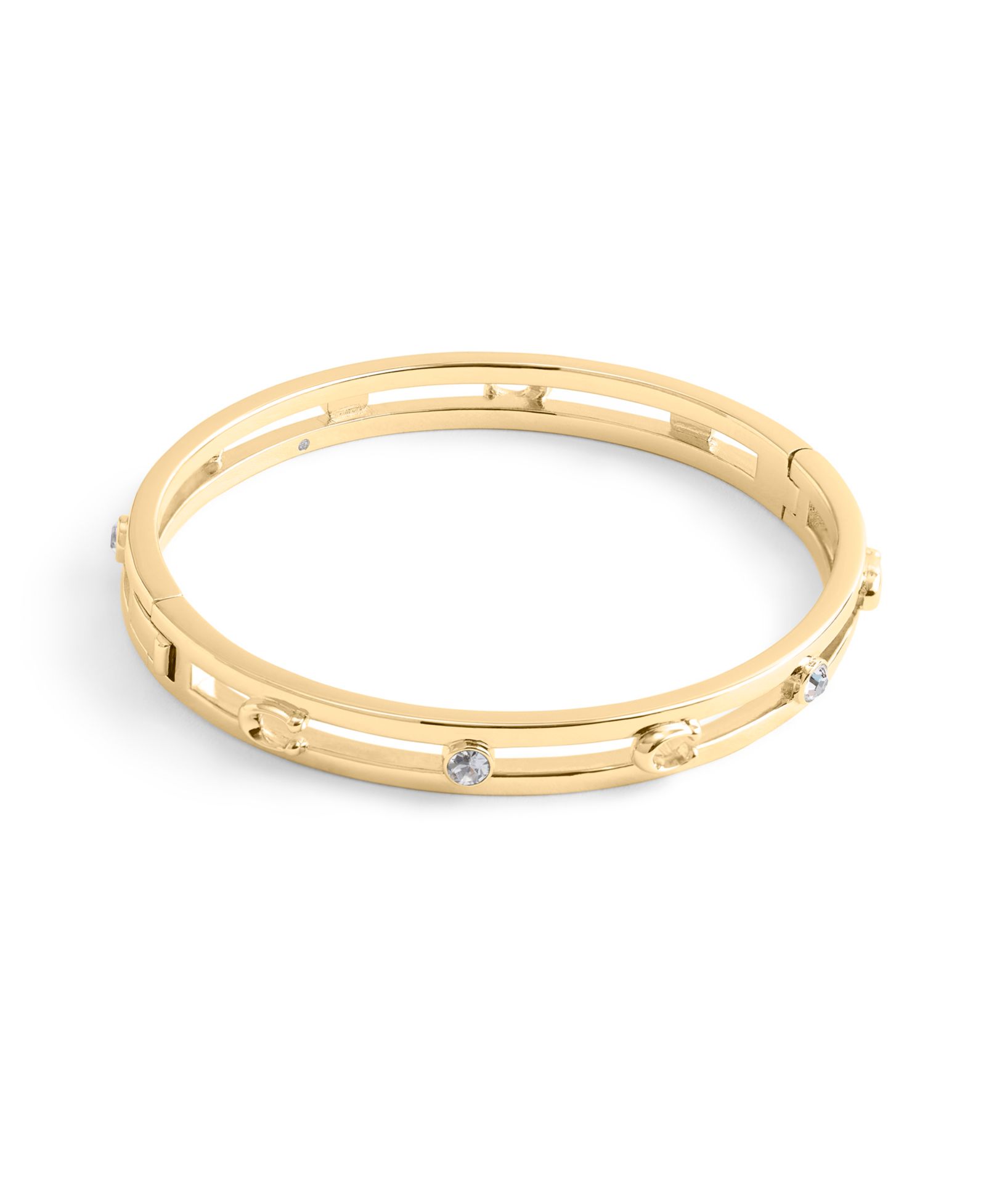 COACH Faux Stone Signature C Open Bangle Bracelet