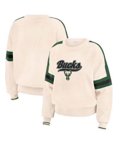 Женский свитшот WEAR by Erin Andrews Milwaukee Bucks Cream Stripe